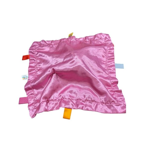 Taggies Teddy Bear Baby Security Blanket Lovey Pink Flower Satin Trim Back Plush - Picture 3 of 5